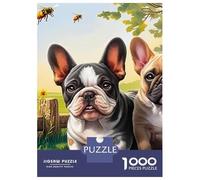 Boston Terrier Rompecabezas Dos Perros Cerca de la cabaña Cartón Reciclado 1000 Piezas, Entrenamiento Concentración, Regalo Personalizado, Decoración Pared, Diversión Post-Escolar 70x50cm/1000pcs