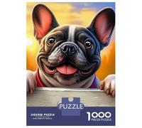 Boston Terrier Rompecabezas Perro espiando por la Valla Adultos Cartón Premium 1000 Piezas, Alivio Estrés, Actividad Hogar, Regalo, Juego Desafiante Noches Familiares Y Vacaciones 38x26cm/1000pcs