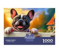 Boston Terrier Rompecabezas Perro espiando por la Valla Adultos Cartón Premium 1000 Piezas, Juego Desafiante, Alivio Estrés, Regalo Cumpleaños, Decoración Oficina/hogar 70x50cm/1000pcs