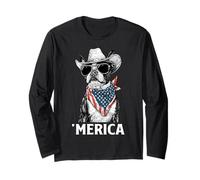 Boston Terrrier Bostie American Flag Bandana Gafas de Sol Manga Larga