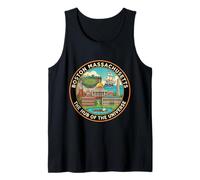 Boston USA Round Travel Souvenir City Landmark Turista Regalo Camiseta sin Mangas