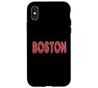 Boston Varsity Style Rojo Texto Blanco Contorno Hombres Mujeres Niños Carcasa para iPhone X/XS