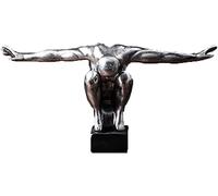 BOSUGE Adornos, Estatua, Personas atléticas extienden Sus Brazos, Decoraciones, artesanías, Estatua de Resina for el hogar, jardín, Oficina, Adornos, Muebles, Oro (Color : Silver)