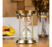 BOSUGE, Temporizador de reloj de arena, Reloj de arena vacío, Arena de carga automática Determina el tiempo del reloj de arena, Tono de latón Metal Giratorio de 360 ° Reloj de arena antiguo grande