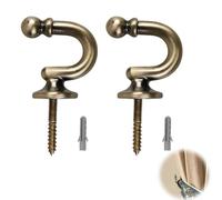 BosuLai 2 Piezas Sujeta Cortinas De Metal, Alzapaños para Cortinas, Cortina Gancho en Forma de U, Gancho para Muro Cortina Vintage, Soporte de Pared para Ropa, Abrigo, Sombrero, Toallero (Bronce)