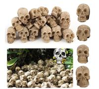 BosuLai 20 Piezas Mini Calaveras Decorativas, Halloween Decoración Calavera, Decoración de Calaveras Resina, Mini Cabezas de Miedo para decoración de Halloween, Verduras, Plantas