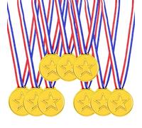BosuLai Medallas Niños, 12 Pcs Medallas Niños Competición de Ganador de Oro, Medalla de Plástico Dorado para Cumpleaños-Niños, Regalo de Fiesta de Festival, Día del Deporte