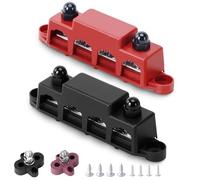 BOSYTRO 2 Piezas Bloque de Distribución de 12V-48V CC, 250A BusBar con 4 Pernos de Terminales M10 y 2x Bornes Bateria M8, Barra Colectora de Cobre para Automóvil Camión RV Barcos(Rojo Negro)