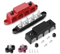 BOSYTRO 2 Piezas Bloque de Distribución de 12V-48V CC, 250A BusBar con 4 Pernos de Terminales M8 y 2x Bornes Bateria M8, Módulo de alto rendimiento para Automóvil Camión RV Barcos(Rojo Negro)