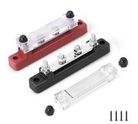 BOSYTRO 2 Piezas Bloques de Distribución de Energía 12V-48V Caja de Distribución de Barra Colectora 150A BusBar con 4 x M6 Pernos de Terminal, Barra Colectora de Cobre para Coche Barco(Rojo Negro)