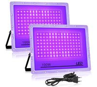 BOSYTRO 2 reflectores LED de luz negra de 100 W, IP65 impermeable, luz negra UV de 395 nm, luz negra para Glow Party, decoración de Halloween, discoteca, iluminación escénica, accesorios para fiestas