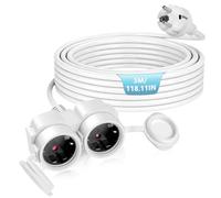 BOSYTRO - Alargador eléctrico con Dos enchufes y Tapas Antipolvo, Toma Exterior Impermeable, extensión con Toma Interior/Exterior, Potencia máxima 3500 W, 16 A 250 V, IP44,3 m, Color Blanco
