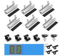 BOSYTRO Kit de Montaje PV, Soporte para Módulos Solares para 2 Módulo, Riel Plateado de 12 cm + Clips de Drenaje 30MM + Abrazadera Ajustable para Módulos de 30-35 mm de Grosor, para Tejados Planos