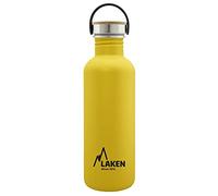 Bot. ac. inox Basic 1L,tapón acero/bambú - Amarillo