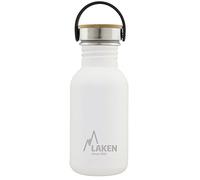 Bot. ac. inox Basic 500ml,tapón acero/bambú - Blanco