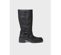 Bota biker de piel para mujer | KATE 37 NEGRO