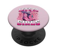 Bota Cowboy Western Cowgirl Pink Leopard Let's Go Girls PopSockets PopGrip Adhesivo