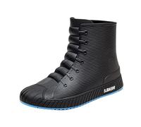 Bota de lluvia para mujer, bota de lluvia para mujer, pies en seco, zapatos impermeables para hombre, botas para deporte, botas de moda, zapatos de jardín, goma jardín, diseño a rayas, azul, 36 EU
