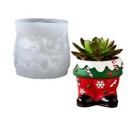 Bota de Navidad de silicona reutilizable para manualidades, cemento, resina, fundición, texturizada, soporte para macetas de vacaciones