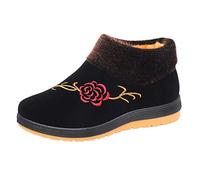 Bota De Nieve Botas Botas De Mujer, Botas De Nieve Mujer Corta, 2025 Nueva Bota Estampado Floral Bota Plana Bota Otoño Invierno Botas Al Aire Libre Caliente Botas Botas De Fantasía Zapato, Negro , 39