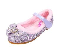 Bota de niña genérica zapatos princesa lentejuelas PU para niñas,zapatos de rendimiento plateados para niños, morado, 33 EU