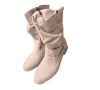 Bota Media Caña Mujer Bota De Invierno Para Mujer, Botas De Invierno, Boots De Nieve, Botin De Planas, Zapatos De Nieve, Botas De Camperas Caña Ancha Estrecha Planas De Tacon Mujers