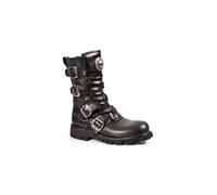 Bota Motera PIEL Unisex NEW ROCK ORIGINAL Negro Hebillas- M.1473-S1