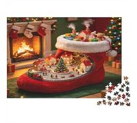 Bota Navideña Salón Festivo Puzzle de 1000 Piezas Puzzle para Adultos Papel Decoración Familiar Relajante Regalo Hogar 52x38cm/1000pcs