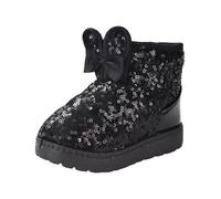 Bota Niña - Infantiles Cómodas para El Invierno Aislantes con Un Bonito Adorno De Lazo para Bebés Y S Pequeños (Black 25-3 Years)