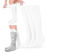 Bota Ortopédica Fija Calcetines Médicos (3/5 Pares, Elije) | Transpirables para Corrección, Compatible con Zapatos/Botas Quirúrgicos | Unisex (Mujer y Hombre) (Blanco 3,Gr.35-42)