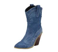 Bota para Mujer de Cana Alta Cowboy Tacon bajo, comodas y Elegantes Ancho Comodo Estampado Liso Botas Altas hasta Muslo Invierno zapatos