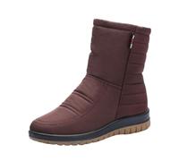 Bota para mujer de invierno cálido botines para mujer planos, invierno, botines de gran tamaño, mediados de pantorrilla, botas planas de invierno, cálido después de esquí, informal, antideslizante