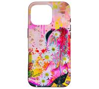 Bota vaquera rosa Daisy Desert Art Western Design Carcasa para iPhone 16 Pro