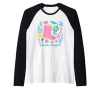 Bota Vaquera Rosa Seaside Cowgirl, Bonito diseño de Estrella de mar de Playa Camiseta Manga Raglan