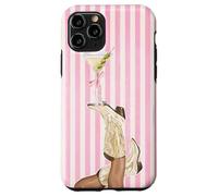 Bota vintage de vaquera Preppy y Coquette Martini a rayas rosas Carcasa para iPhone 11 Pro