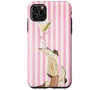 Bota vintage de vaquera Preppy y Coquette Martini a rayas rosas Carcasa para iPhone 11 Pro Max