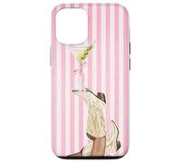 Bota vintage de vaquera Preppy y Coquette Martini a rayas rosas Carcasa para iPhone 12/12 Pro