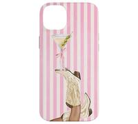 Bota vintage de vaquera Preppy y Coquette Martini a rayas rosas Carcasa para iPhone 14 Plus