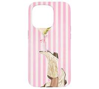 Bota vintage de vaquera Preppy y Coquette Martini a rayas rosas Carcasa para iPhone 15 Pro