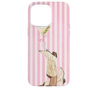 Bota vintage de vaquera Preppy y Coquette Martini a rayas rosas Carcasa para iPhone 15 Pro Max
