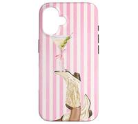 Bota vintage de vaquera Preppy y Coquette Martini a rayas rosas Carcasa para iPhone 16