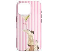Bota vintage de vaquera Preppy y Coquette Martini a rayas rosas Carcasa para iPhone 16 Pro