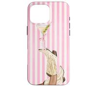 Bota vintage de vaquera Preppy y Coquette Martini a rayas rosas Carcasa para iPhone 16 Pro Max