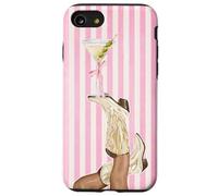 Bota vintage de vaquera Preppy y Coquette Martini a rayas rosas Carcasa para iPhone SE (2020) / 7 / 8