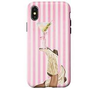 Bota vintage de vaquera Preppy y Coquette Martini a rayas rosas Carcasa para iPhone X/XS
