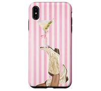 Bota vintage de vaquera Preppy y Coquette Martini a rayas rosas Carcasa para iPhone XS Max