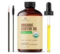Botanic Hearth Aceite de ricino | 100% puro y natural, prensado en frío, orgánico | 118,3 ml | Para cabello, pestañas y cejas | Sin hexano | Absorción rápida | Con gotero y aplicadores