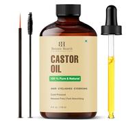 Botanic Hearth Aceite de ricino (4 fl oz) | 100% puro y libre de hexanos | prensado en frío | Promueve el crecimiento para pestañas de ojos, cejas y cabello | Incluye brocha para cejas y pestañas