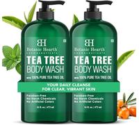 Botanic Hearth Tea Tree Body Wash, ayuda con uñas, pie de atleta, tiña, picor de deportista, acné, eccema y olor, alivia la picazón y promueve una piel y pies saludables, aroma natural, 16 onzas