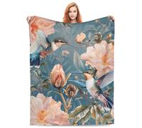 Botanical Bliss Colibrí Manta - Franela suave, ligera, acogedora, elegancia floral, para jardineros y amantes de los pájaros, ideal para relajarse al aire libre, decoración de sofá habitación 40 x 50